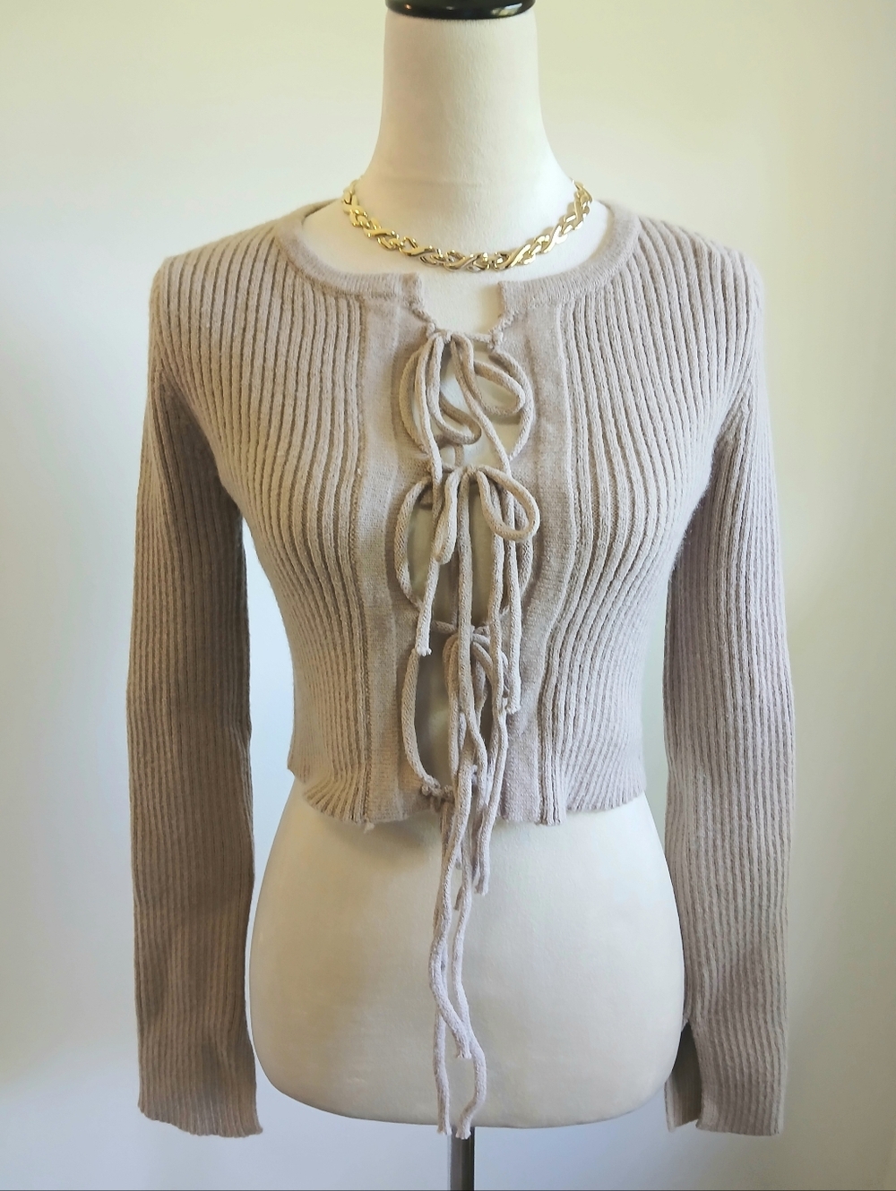 New With Tags-So Me-Cropped long sleeve cardigan-Tan-Size Small